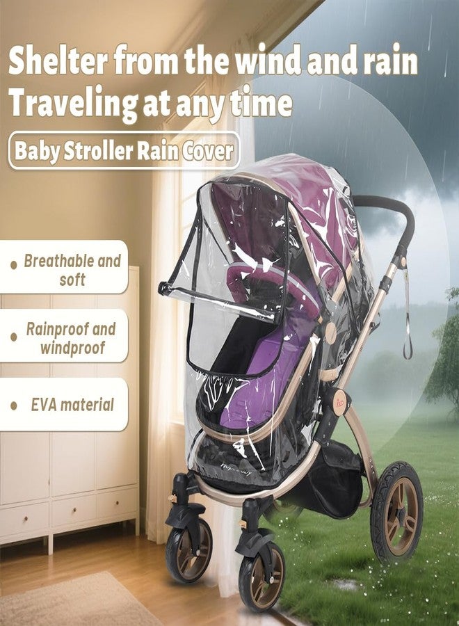 Glomora Foldable Stroller Rain Cover - Universal Fit for Small & Medium Umbrella Strollers, Durable Black Binding & Zipper Window (55x75x40cm) - Image 3